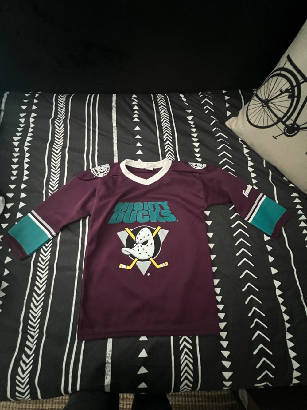 Mighty Ducks Kids Purple Hockey Jersey with Teal Accents